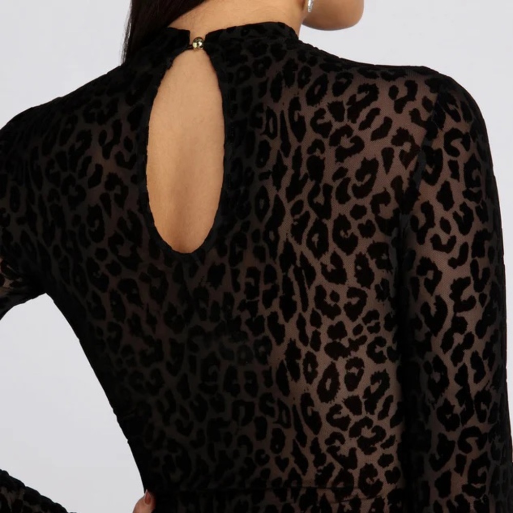Black Leopard Print Bodysuit